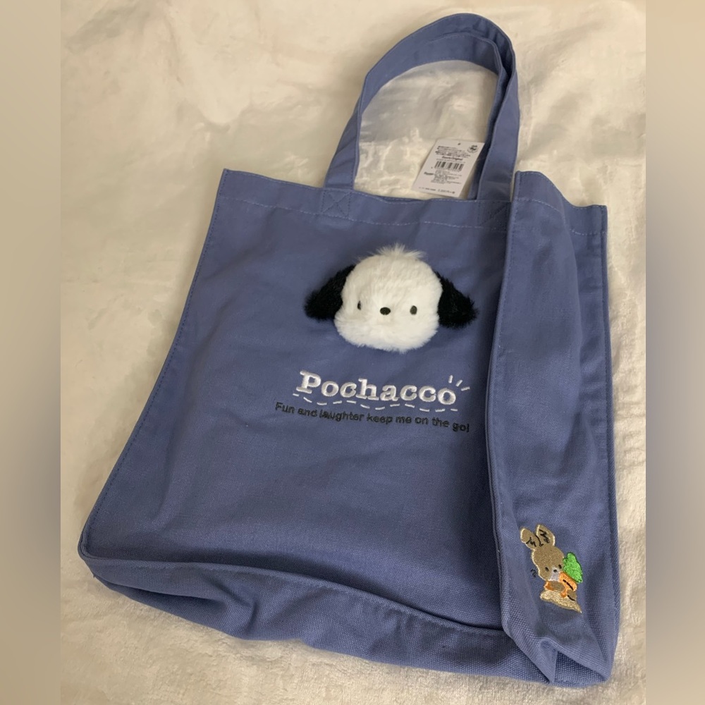 NWT! Pochacco Plush Tote Bag, w/ original packaging. RARE, Hard to Find!!